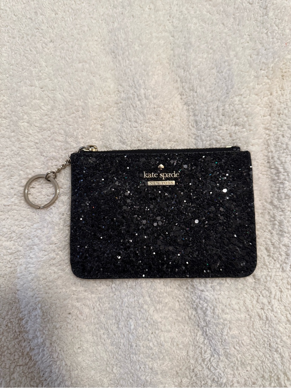 kate spade glitter card pouch/wallet - black
